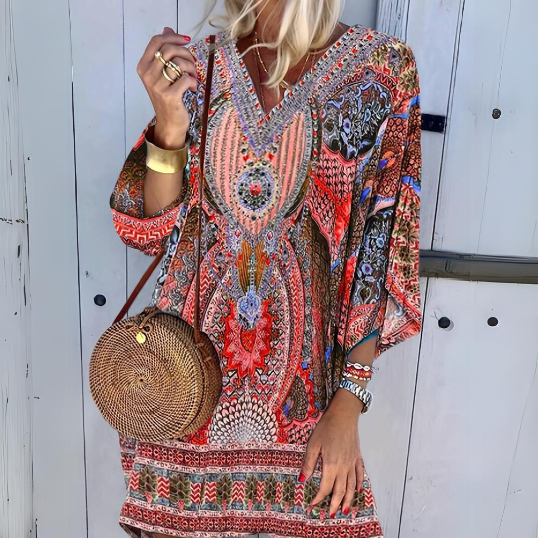 Lydia - Boho-style jurk met v-hals