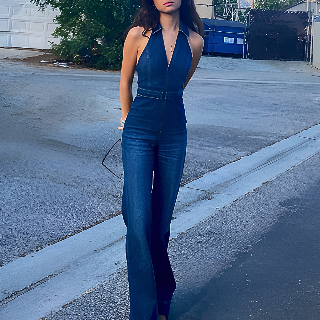 Noralie - Klassieke Dames Denim Jumpsuit