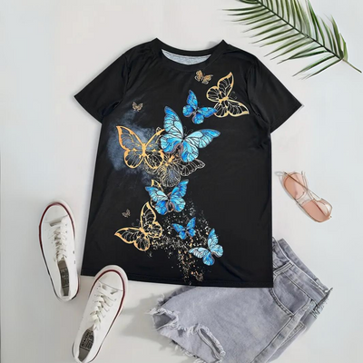 Bente - Elegant Dames T-shirt met Vlinderprint