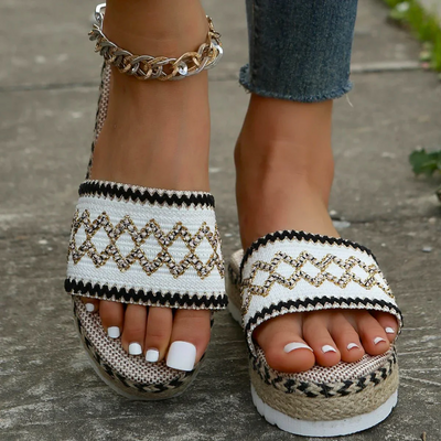 Annabel - Boho slippers met plateauzool