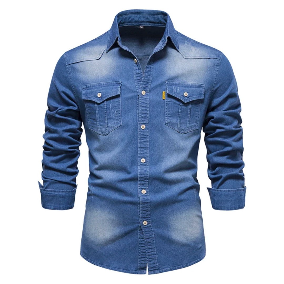 Mike - Stijlvolle Denim blouse voor heren