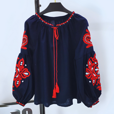 Reah - Elegante Geborduurde Blouse