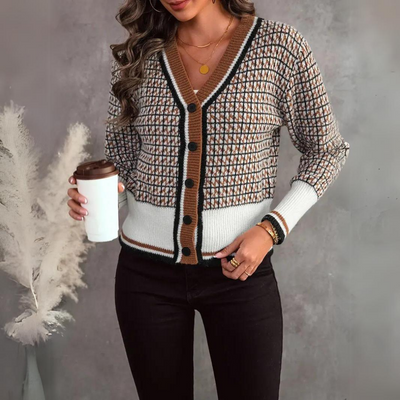 Hilda - Casual Geruite Dames Cardigan