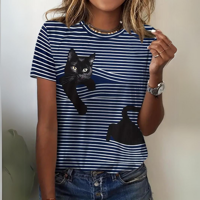 Lonneke - Stijlvol Kattenprint Damesshirt