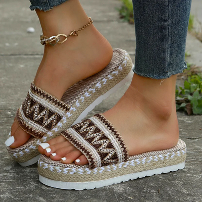 Annabel - Boho slippers met plateauzool