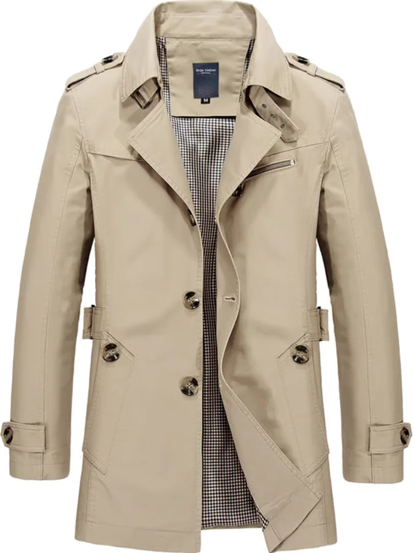 Evert - Slim Fit Katoenen Button-Down Trench Coat