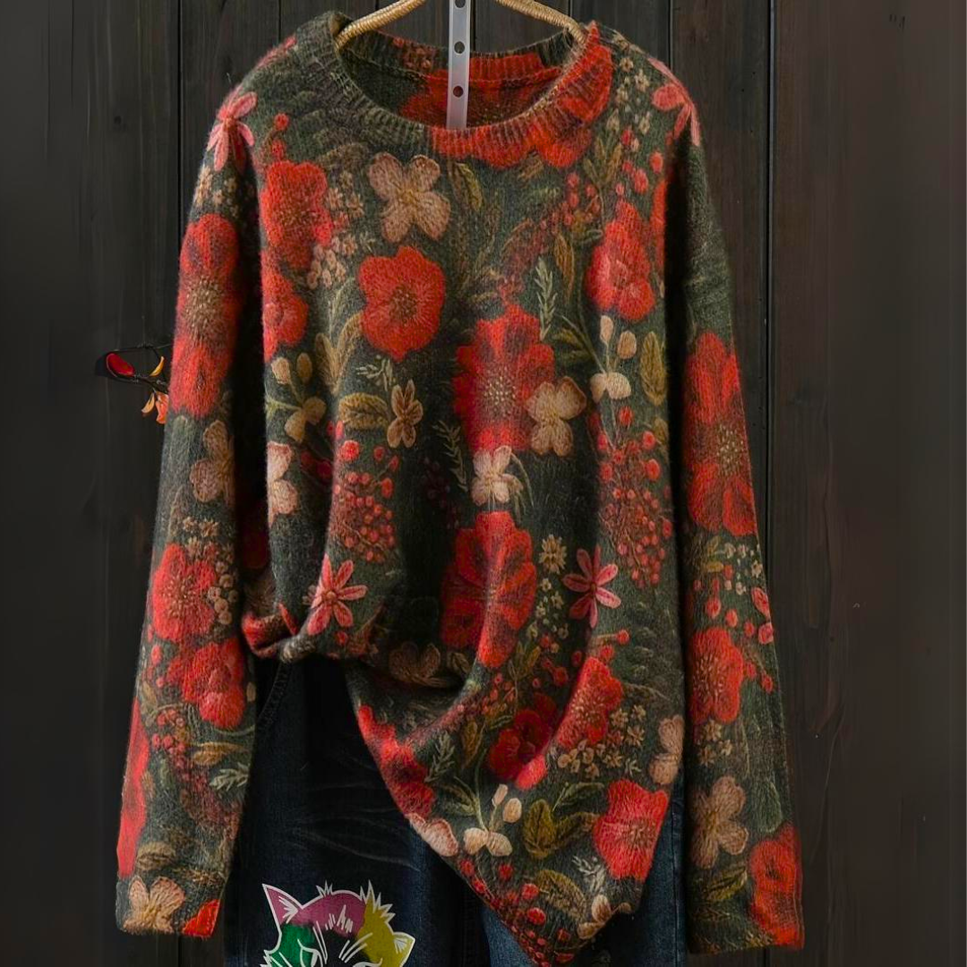 Suzanne - Kleurrijke Dames Bloemensweater